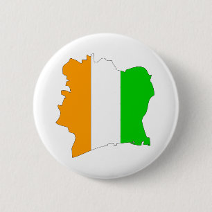 Badge Rond 5 Cm Carte de drapeau de Cote Divoire normale
