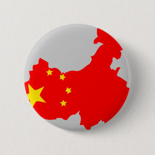 Badge Rond 5 Cm Carte de drapeau de la Chine
