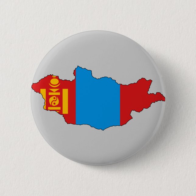 Badge Rond 5 Cm Carte de drapeau de la Mongolie (Devant)