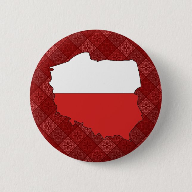 Badge Rond 5 Cm Carte de drapeau de la Pologne normale (Devant)