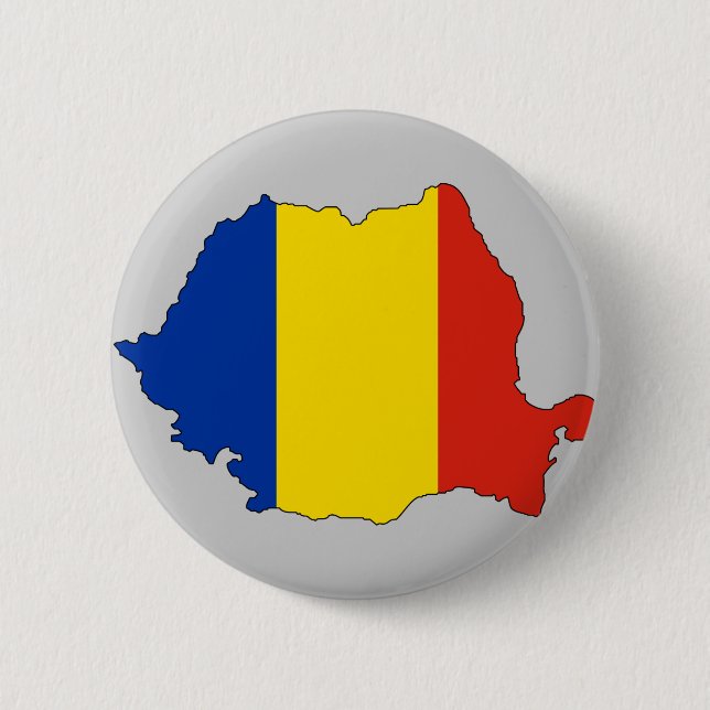 Badge Rond 5 Cm Carte de drapeau de la Roumanie (Devant)