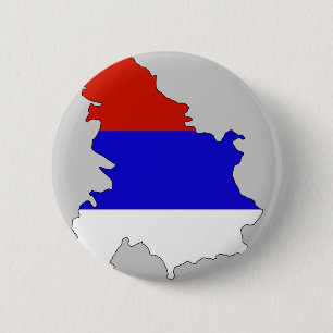 Badge Rond 5 Cm Carte de drapeau de la Serbie