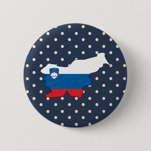 Badge Rond 5 Cm carte de drapeau de la Slovénie sur le pois