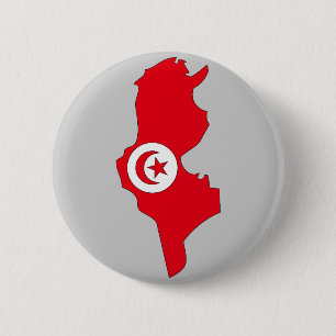 Badge Rond 5 Cm Carte de drapeau de la Tunisie