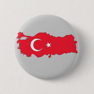 Badge Rond 5 Cm Carte de drapeau de la Turquie