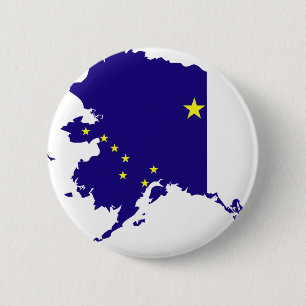 Badge Rond 5 Cm Carte de drapeau de l'Alaska