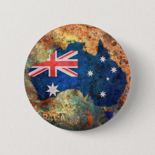 Badge Rond 5 Cm Carte de drapeau de l'Australie