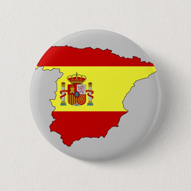 Badge Rond 5 Cm Carte de drapeau de l'Espagne (Devant)