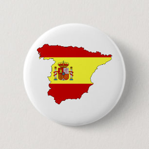 Badge Rond 5 Cm Carte de drapeau de l'Espagne normale