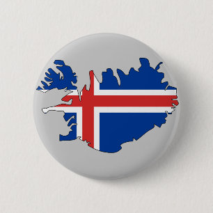 Badge Rond 5 Cm Carte de drapeau de l'Islande