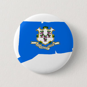 Badge Rond 5 Cm Carte de drapeau du Connecticut