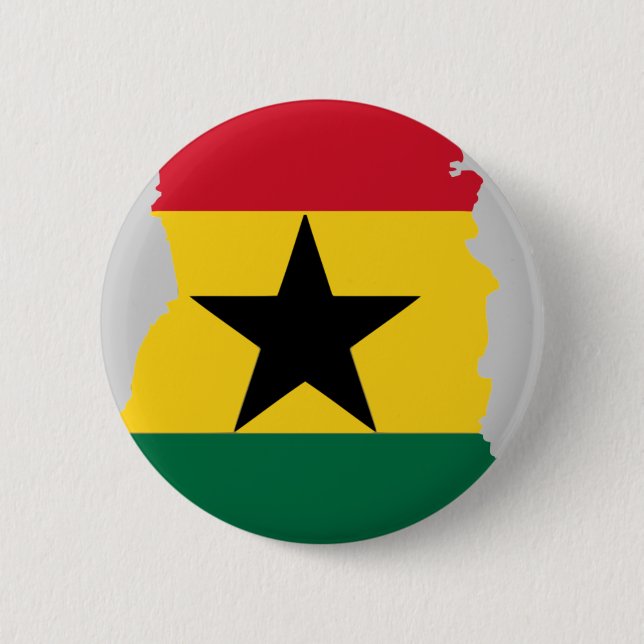 Badge Rond 5 Cm Carte de drapeau du Ghana (Devant)
