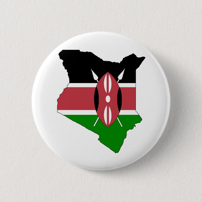 Badge Rond 5 Cm Carte de drapeau du Kenya normale (Devant)