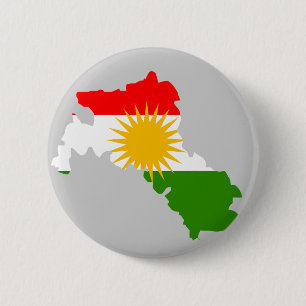 Badge Rond 5 Cm Carte de drapeau du Kurdistan