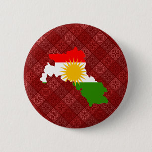 Badge Rond 5 Cm Carte de drapeau du Kurdistan normale
