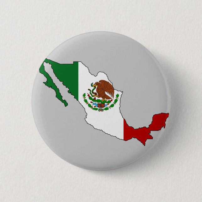 Badge Rond 5 Cm Carte de drapeau du Mexique (Devant)