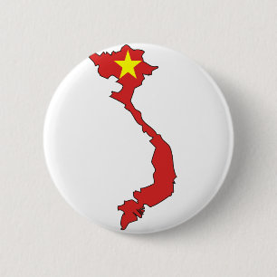 Badge Rond 5 Cm Carte de drapeau du Vietnam