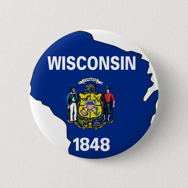 Badge Rond 5 Cm Carte de drapeau du Wisconsin (Devant)