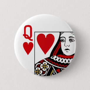 Badge Rond 5 Cm Carte de jeu Queen of Hearts