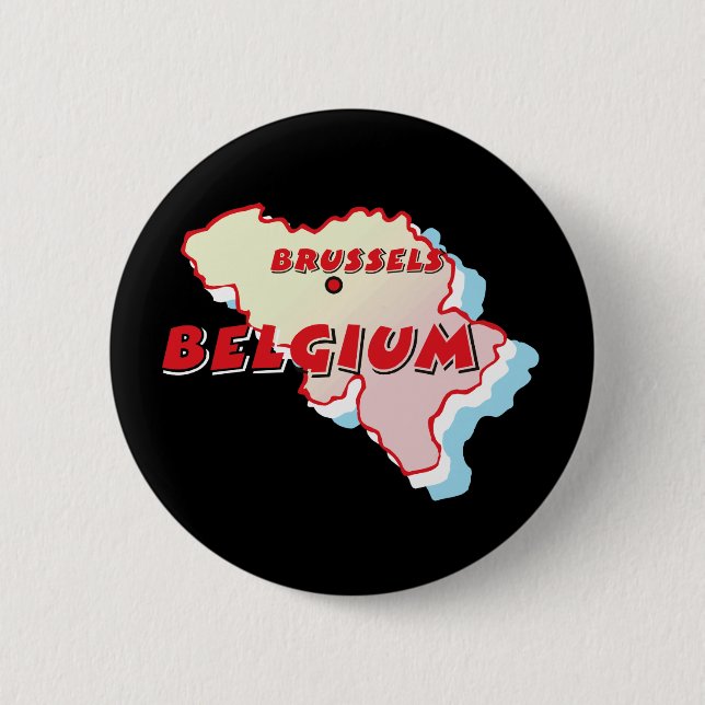 Badge Rond 5 Cm Carte de la Belgique (Devant)
