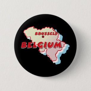 Badge Rond 5 Cm Carte de la Belgique
