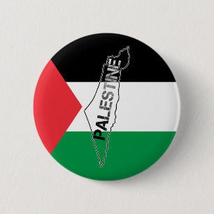 Badge Rond 5 Cm Carte de la Palestine libre sur le drapeau palesti