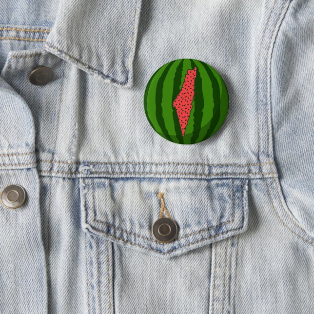 Badge Rond 5 Cm Carte de la Palestine moderne Cute Watermelon (En situation)