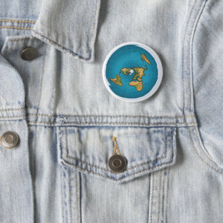Badge Rond 5 Cm Carte de la Terre plate
