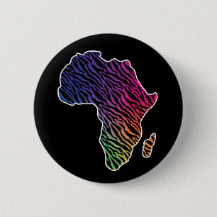Badge Rond 5 Cm Carte de l'Afrique Fierté africaine Zèbre modèle