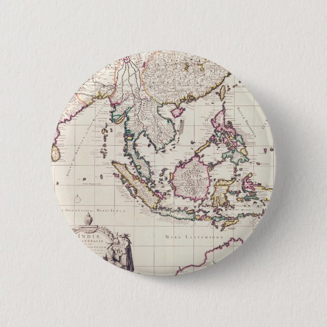 Badge Rond 5 Cm Carte de l'Inde et des Indes est (Devant)