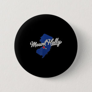 Badge Rond 5 Cm Carte de Mount Holly New Jersey Nj