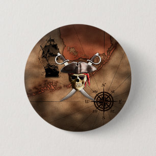 Badge Rond 5 Cm Carte de pirate