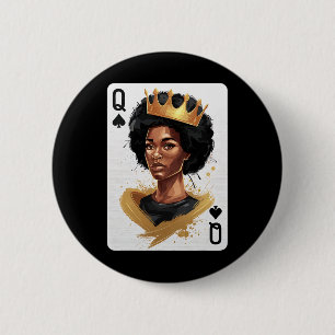 Badge Rond 5 Cm Carte de poker Reine de Pique Afro-Américaine Hist