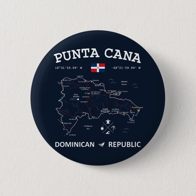 Badge Rond 5 Cm Carte de Punta Cana (Devant)