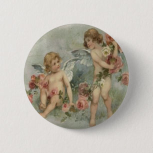 Badge Rond 5 Cm Carte de Saint-Valentin vintage Retro Victorian Ch