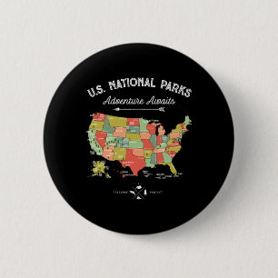 Badge Rond 5 Cm Carte de T Shirt de Parcs Nationaux Camping Femmes
