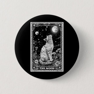 Badge Rond 5 Cm Carte de Tarot de Chat Chapeau de Lune Sorcière Ha