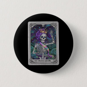 Badge Rond 5 Cm Carte de tarot de la reine squelette Halloween got