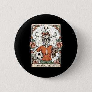 Badge Rond 5 Cm Carte de tarot de squelette de mère de football Ma
