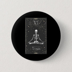 Badge Rond 5 Cm Carte de tarot d'Halloween de yoga de squelette