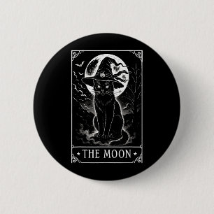Badge Rond 5 Cm Carte de tarot Lune croissante et chapeau de sorci