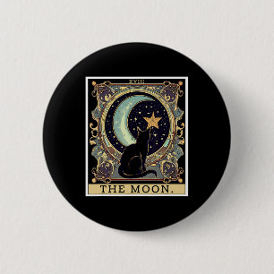 Badge Rond 5 Cm Carte de Tarot Lune Vintage Chat Noir Femme