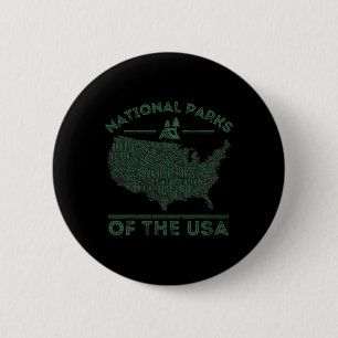 Badge Rond 5 Cm Carte des parcs nationaux Randonnée Voyage Camping