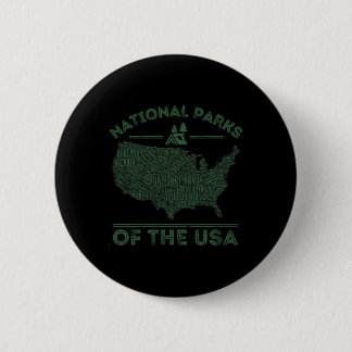 Badge Rond 5 Cm Carte des parcs nationaux Randonnée Voyage Camping