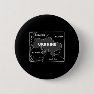 Badge Rond 5 Cm Carte dessinée à la main en ligne blanche de l'Ukr