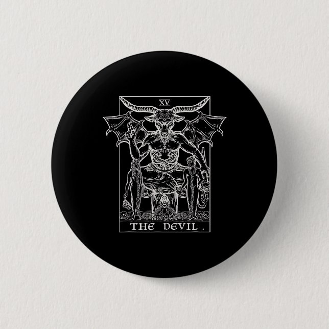 Badge Rond 5 Cm Carte Devil Tarot Phomet Gothique Halloween Satan (Devant)
