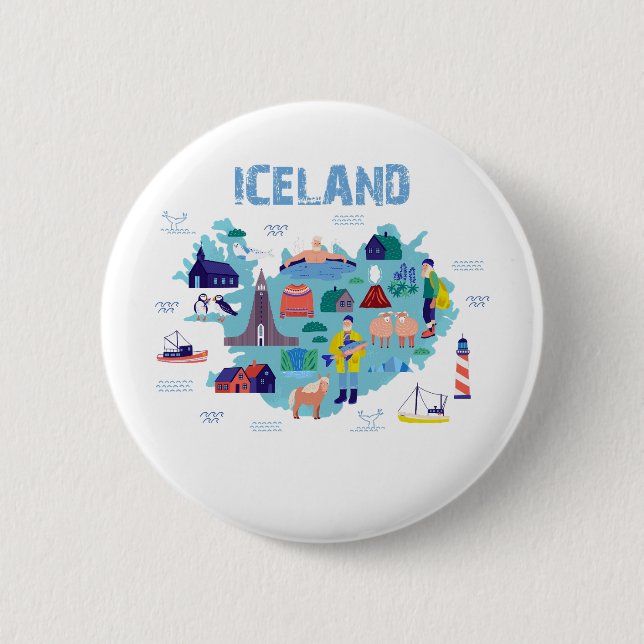 Badge Rond 5 Cm carte d'Islande (Devant)
