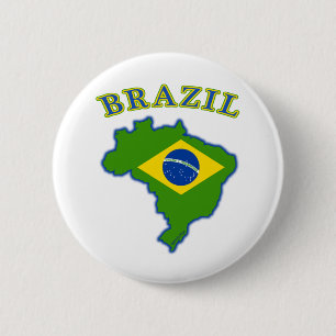 Badge Rond 5 Cm Carte/drapeau du Brésil