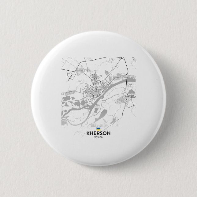 Badge Rond 5 Cm Carte Drapeau Kherson Ukraine  (Devant)