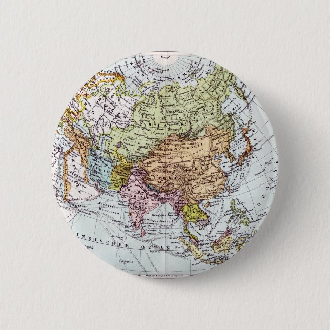 Badge Rond 5 Cm Carte du 19ème siècle de l'Asie (Devant)